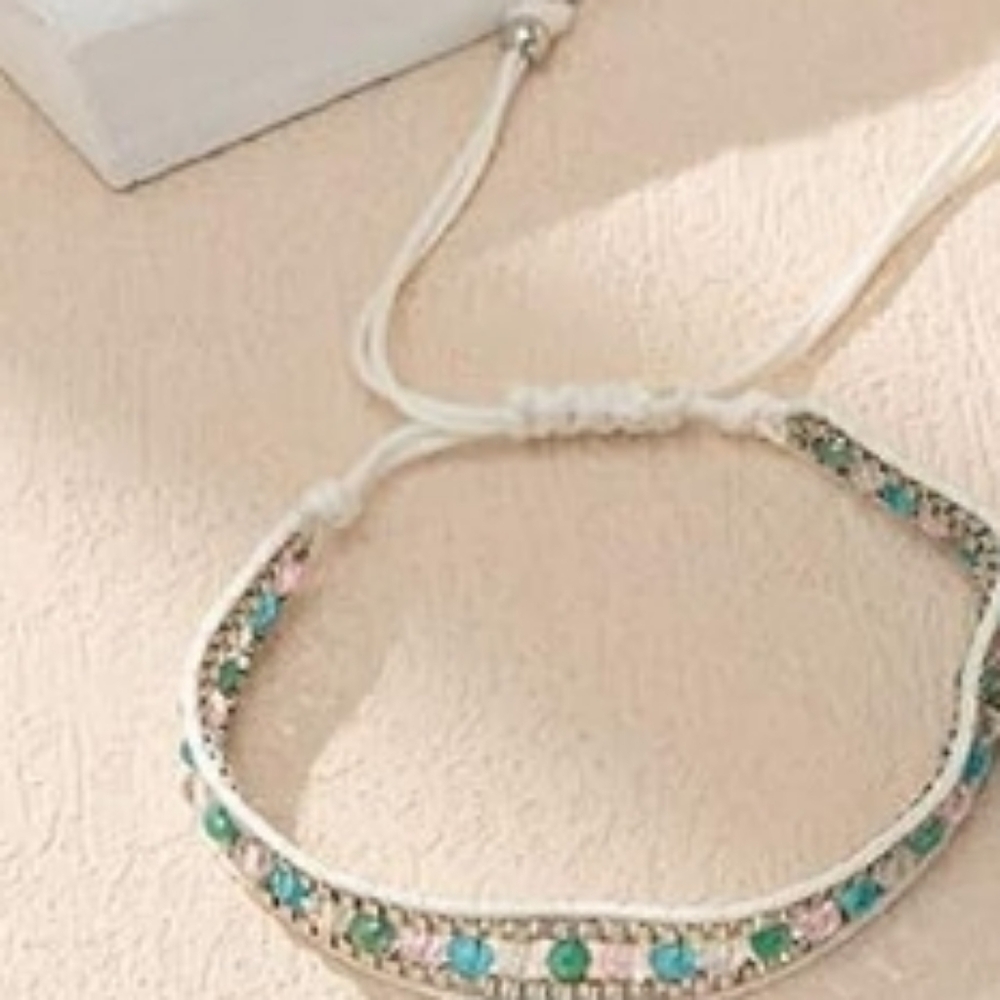 PacSun Boho Macrame Bracelet Hancrafted L 6.3" Wt 5gm Adjustable tie NEW